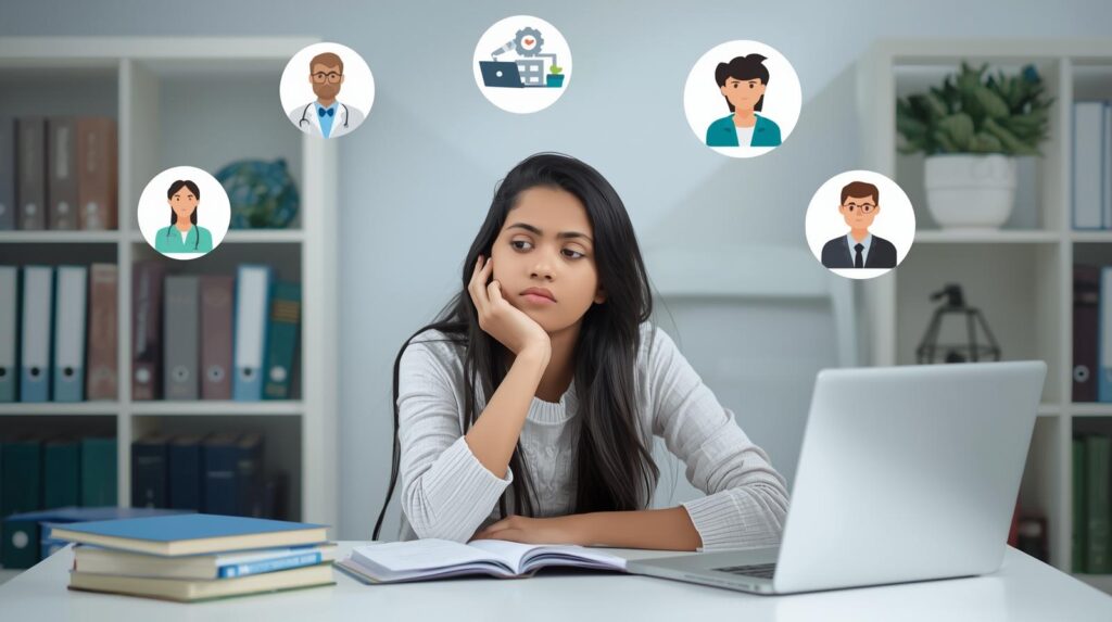teenager confused about career choices while studying at desk