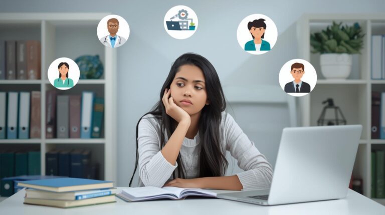 teenager confused about career choices while studying at desk